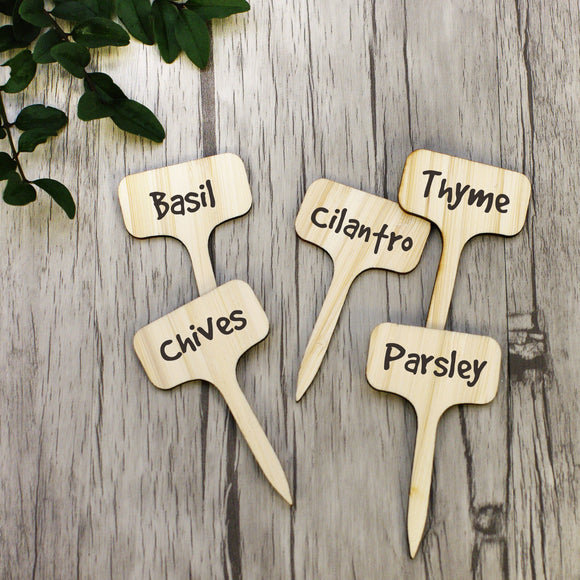 25pcs Bamboo Plant Labels , Eco-Friendly T-Type Wooden Plant Sign Tags Garden Markers for Seed Potted Herbs Flowers BL02