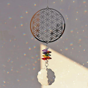 H&D Crystal Flower of Life Suncatcher Rainbow Maker Window Hanging Ornament Souvenir Christmas Gift Home Wedding Decoration